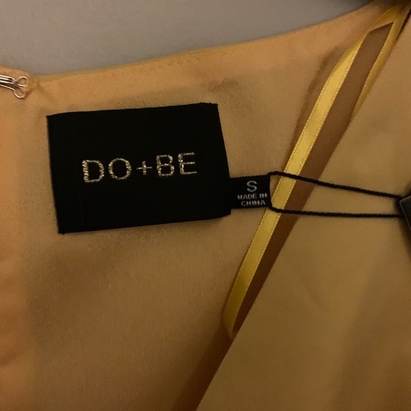 NWT DO+BE Yellow Puffer Sleeve Bodycon Mini Dress - Picture 3 of 4